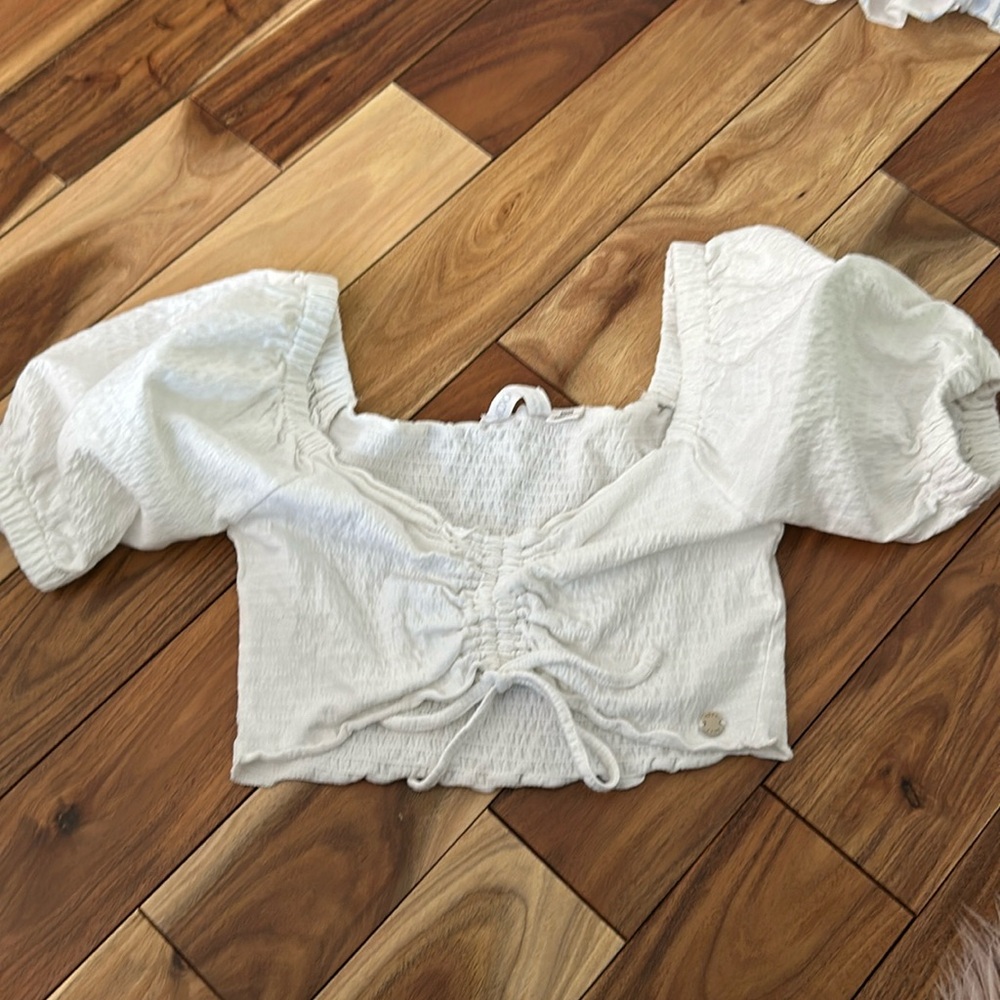 ROXY Womens Shirt Flirty Walk Ruched Crop Top